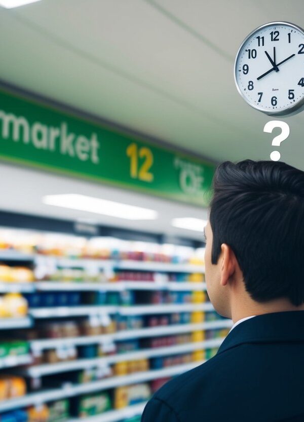 Como saber até que horas fica aberto o supermercado aqui perto?